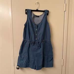 Uniqlo Women Denim Blue Cotton Romper Size M